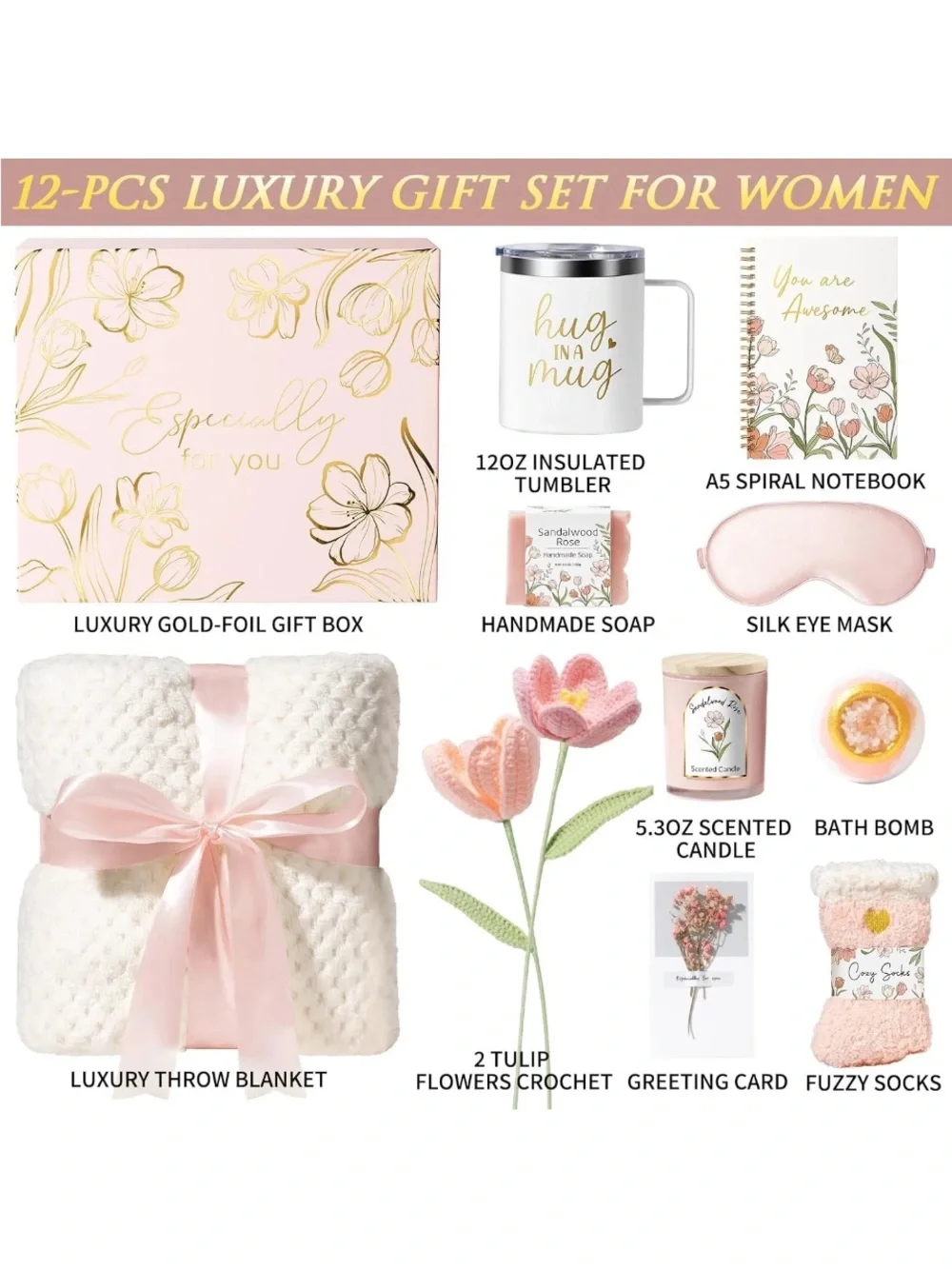 Cozy Spa Gift Set - Pink Relaxation Bundle